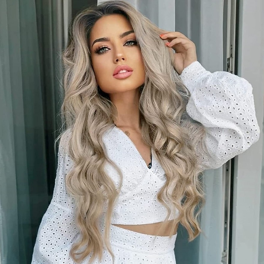 Blonde Long Wavy Lace Front Wig  22 Inches