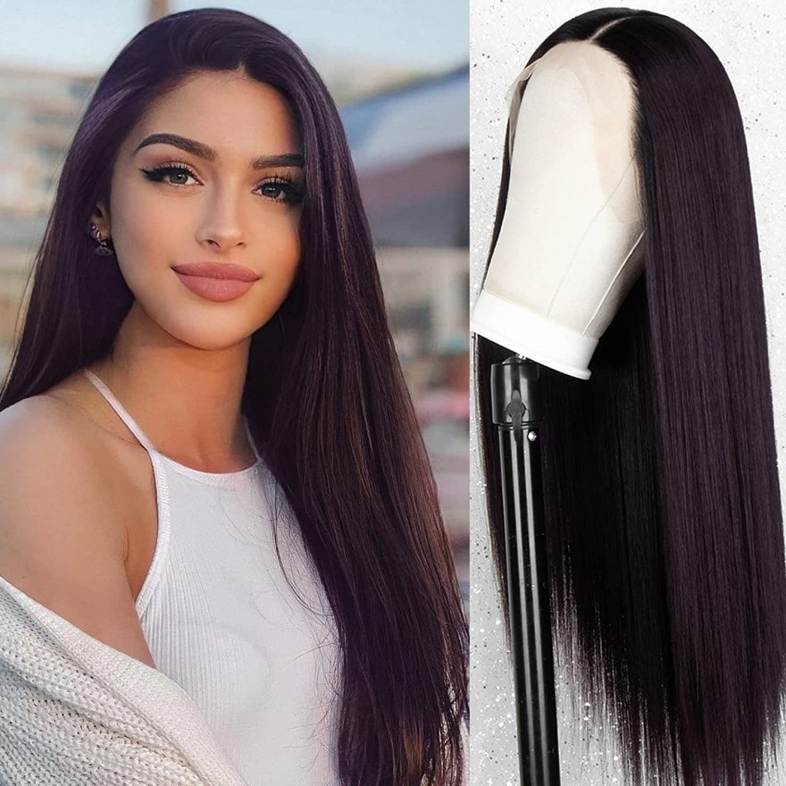 Ombre Burgundy 99j Lace Front Wig Long Synthegic Wigs T Part Deep Wine Red Lace Wigs for Women Heat Resistant