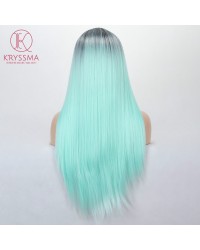 Ombre Mint Green Synthetic None-Lace Wigs 22 Inch