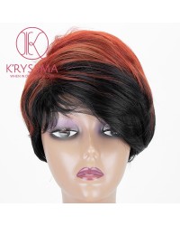 Orange To Black Lace Front Wig 2 Tones Short Wavy Synthetic Wig For Women Heat Resistant