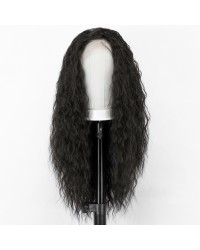Pre-plucked Natural Black Long Curly Lace Front Wig #2 Synthetic Wig with Baby Hair