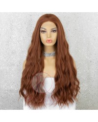Copper Red Long Wavy Synthetic Lace Front Wigs