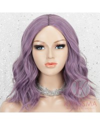 K'ryssma Wavy Bob Wig Short Purple Wigs for Women Heat Resistant Synthetic Purple Cosplay Wig