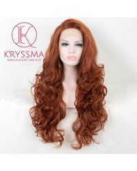 #350 Copper Red Body Wave Long Synthetic Lace Front Wigs