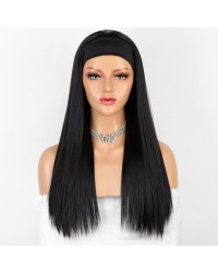 K'ryssma Natural Black Straight Heat Friendly Fiber Hair Synthetic Headband Wig