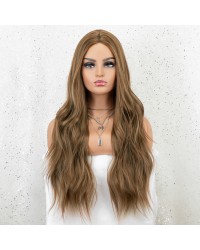  K'ryssma Brown Wig for Women Natural Looking Long Wavy Brown Synthetic Wig 22 inches