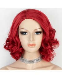 K'ryssma Short Bob Wig Red Synthetic Wig for Women with Side Parting Red Wavy wig Heat Resistant