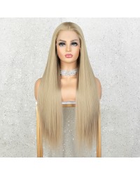 K'ryssma Blonde Wig with Middle Parting Women Long Straight Blonde Lace Front Wig for Women 22 inch