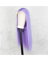 K'ryssma Lavender Purple Lace Front Wig Long Synthetic Wigs for Women Straight Purple Wig 22 Inches