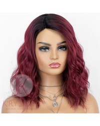 Ombre Red Wigs Short Bob Synthetic Wig With Side Parting
