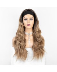 K'ryssma Dark Root Ombre Blonde Highlight Long Wavy Heat Resistant Fiber Hair Synthetic Headband Wig