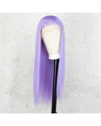 K'ryssma Lavender Purple Lace Front Wig Long Synthetic Wigs for Women Straight Purple Wig 22 Inches