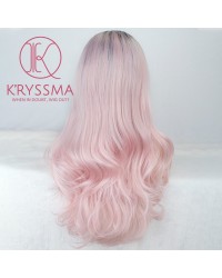 Ombre Pink Long Wavy Synthetic Wigs 22 inches 