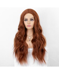 K'ryssma Copper Red Wig for Women Fashion Long Wavy Synthetic Wig 22 inches