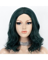 K'ryssma Short Bob Wig Dark Green Synthetic Wig for Women Wavy Wig Heat Resistant