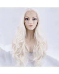 Platinum Blonde Long Natural Wavy Synthetic Wigs