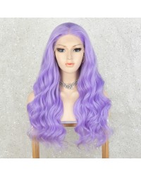 K'ryssma Wavy Lace Front Wigs Lavender Purple Synthetic Wigs for Women Lavender Purple Wig for Cosplay