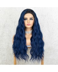 Blue Wavy Long Synthetic Lace Front Wigs 22 inches