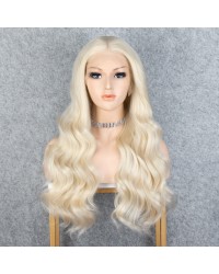 K'ryssma Light Blonde Lace Front Wig Long Synthetic Wigs for Women Wavy Blonde Wig