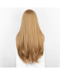 Blonde Glueless Lace Front Wigs with Middle Parting Long Natural Straight Heat Resistant Synthetic Hair Replacement Wig For Women