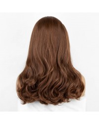 K'ryssma Natural Looking Brown Lace Front Wigs For Women Long Wavy Fashionable Glueless Synthetic Wigs With Widow's Peak Heat Resistant
