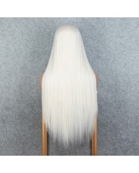 K'ryssma Platinum Blonde Lace Front Wig Long Straight Synthetic Wigs for Women Platinum Blonde Wig Heat Resistant 22 Inches