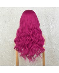 K'ryssma Magenta Lace Front Wigs Long Wavy Synthetic Wigs for Women Hot Pink Wig for Cosplay Party Halloween