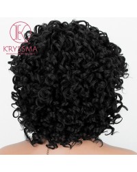 Black Short Short Bob curly Synthetic Wig Heat Resistant 12 inches