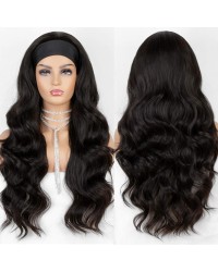 K'ryssma Natural Black Long Wavy Heat Friendly Fiber Hair Synthetic Headband Wig