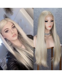 Blonde Lace Front Wig with Free Deep Parting Blonde 150% Density Glueless Natural Looking Long Straight Wigs Heat Resistant