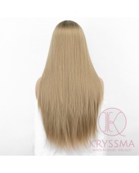 K'ryssma Ombre Blonde Wig Long Straight Synthetic Wig with Middle Parting Ombre Long Wigs for Women 22 inch