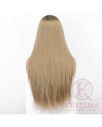 K'ryssma Ombre Blonde Wig Long Straight Synthetic Wig with Middle Parting Ombre Long Wigs for Women 22 inch