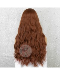 Copper Red Long Wavy Synthetic Lace Front Wigs