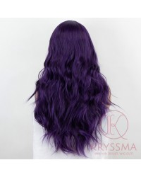 K'ryssma Synthetic Purple Wig with Middle Parting Long Wavy Wig 22 Inches Dark Purple Cosplay Wigs for Women