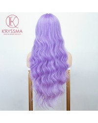 Light Purple Long Wavy L Part Lace Wigs Heat Resistant Synthetic Wig
