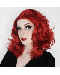 Short Curly Bob Red Synthetic Lace Front Wigs