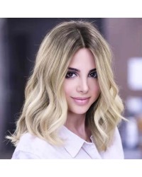 Ombre Blonde Lace Front Wig Short Bob with Dark Roots