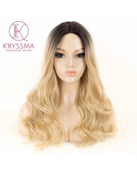 Ombre Blonde Long Wavy Synthetic None-Lace Wig Heat Resistant 18 inches
