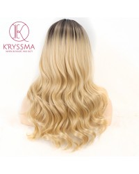 Ombre Blonde Long Wavy Synthetic None-Lace Wig Heat Resistant 18 inches