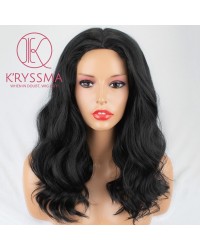 Shoulder Length Wavy #1B Natural Black Synthetic Non-Lace Wig