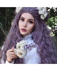 Purple Long Wavy Synthetic Lace Front Wig for Women Cosplay Wig