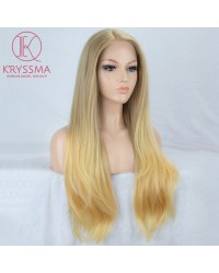 Ombre Blonde Long Natural Straight Lace Front Wig 22 inches