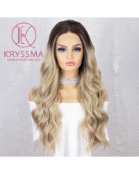 K'ryssma Ombre Blonde Lace Front Wig Long Way Lace Wigs with Dark Roots