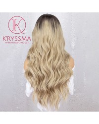 K'ryssma Ombre Blonde Lace Front Wig Long Way Lace Wigs with Dark Roots
