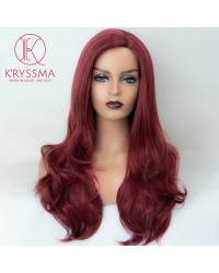 Burgundy Long Wavy Synthetic None-Lace Wig 20 inches