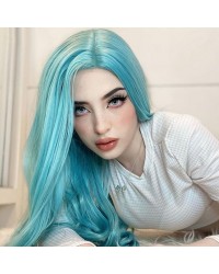 K'ryssma Fashion Blue Wig Long Straight Synthetic Wig with Middle Part Blue Wigs for Women Heat Resistant 22 inches