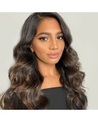 Dark Brown Lace Front Wig with Dark Roots