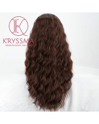 Brown Lace Front Wigs for Black Women Long Curly Wavy Synthetic Wig