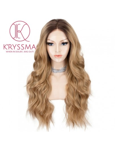 Ombre Ash Blonde Long Wavy Lace Front Wigs 22 inches