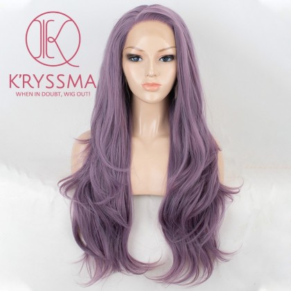 Purple Long Natural Wavy Synthetic Lace Front Wig 22 inches